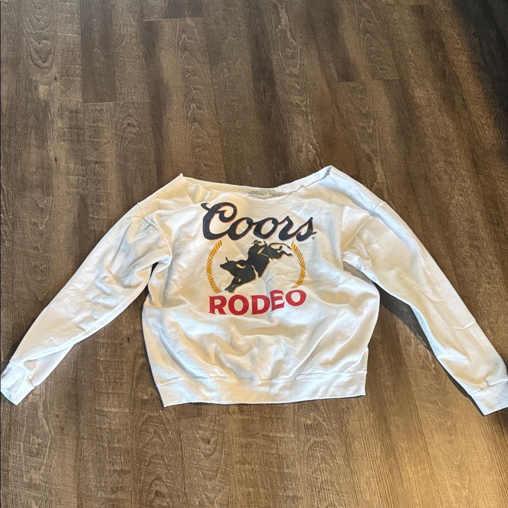 Off the shoulder Coors Rodeo White Sweatshirt